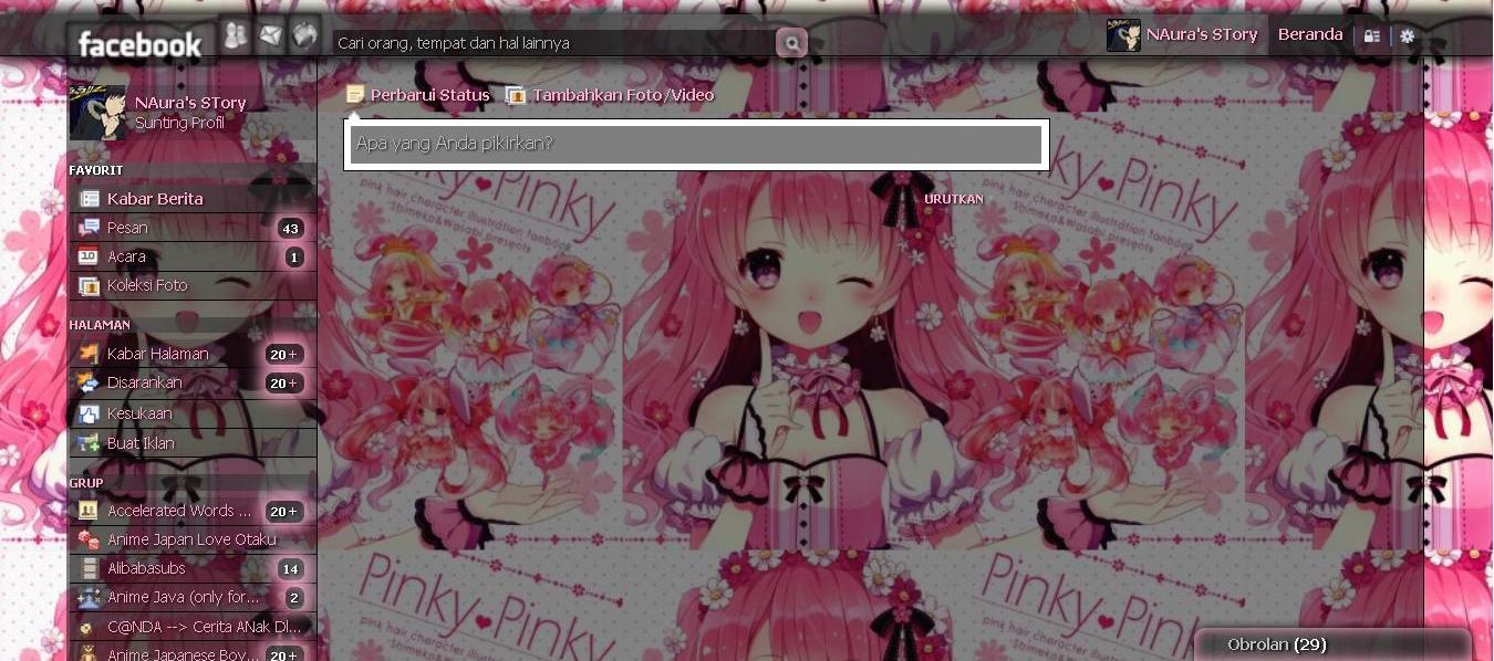 Facebook Theme - Pinky Girls Anime