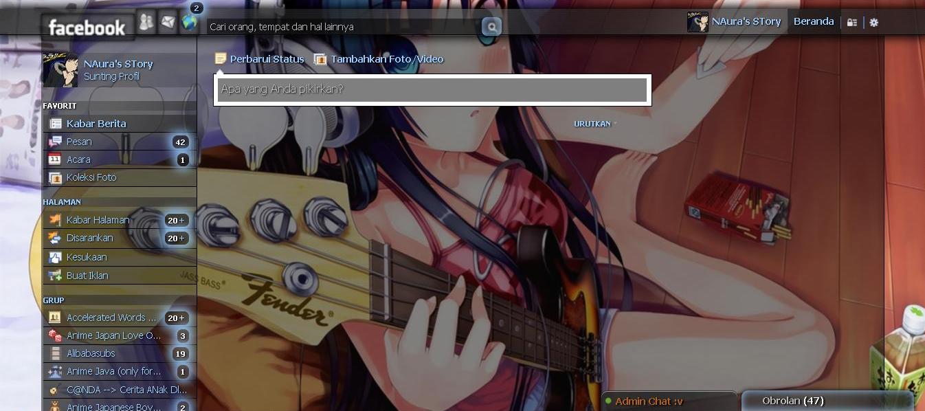 Facebook Theme - Guitar Anime Girl