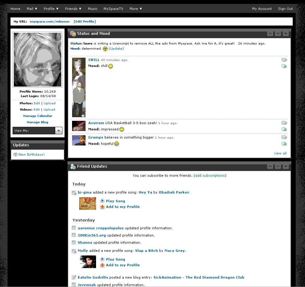 Peacechicken's Myspace Cleanup