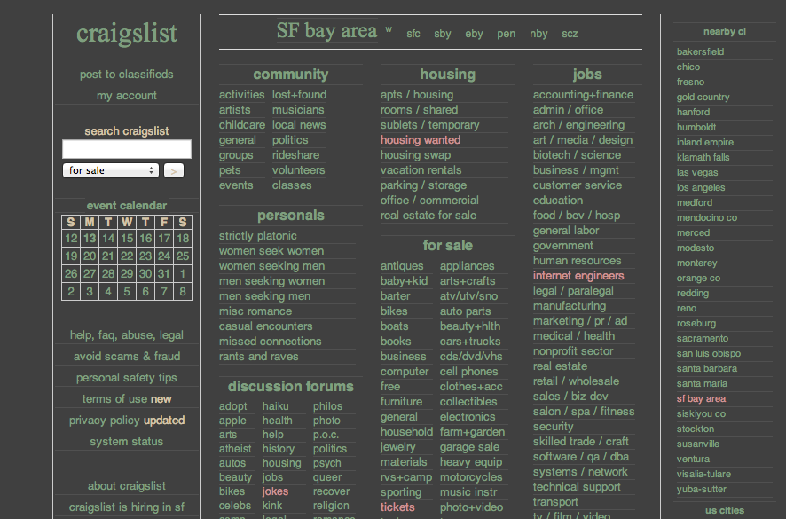 Craigslist - Zenburn Dark