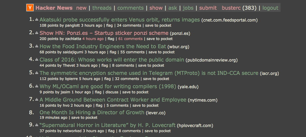 Hacker News - Zenburn Dark