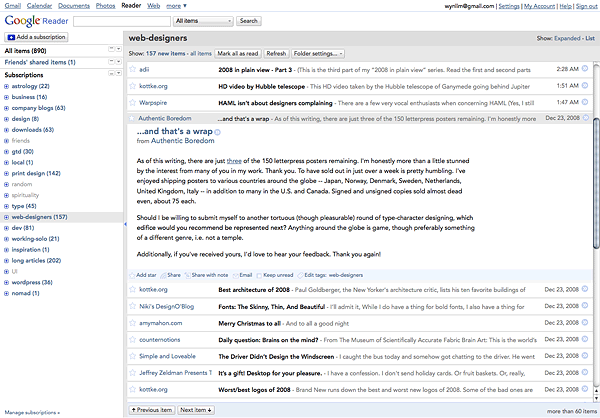 Minimal Spacey gReader