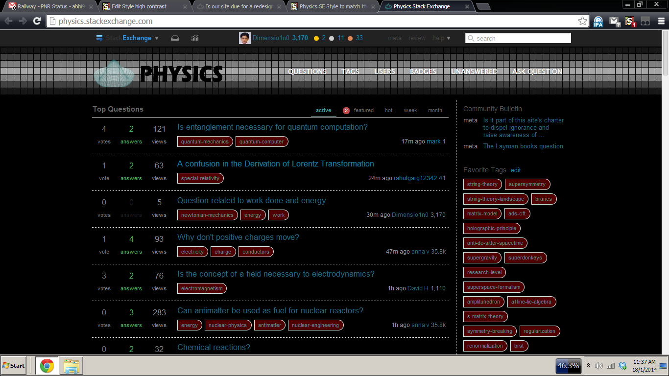Physics.SE Style to match the new top bar
