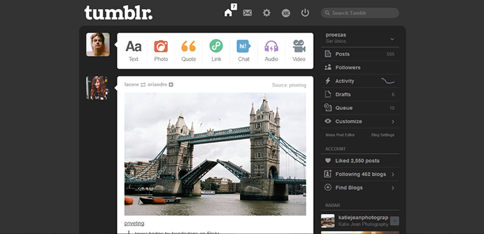Black Tumblr Dashboard Theme ♦