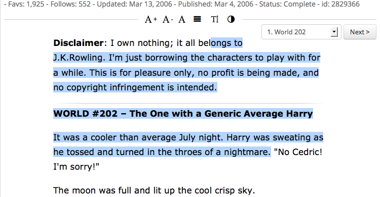 FanFiction.Net – re-enable selection of text