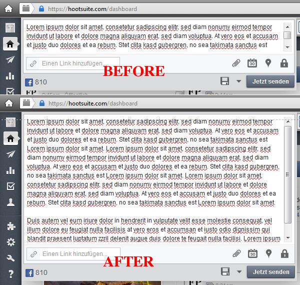Hootsuite bigger message textbox