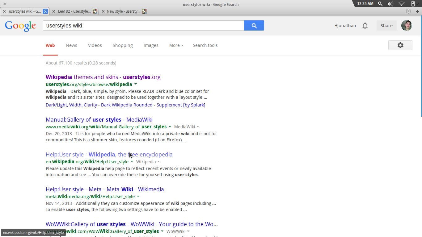 Google search no underline & different fonts