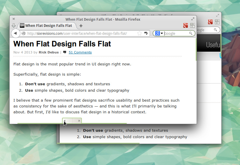 Fake Ubuntu overlay scrollbar - mintish color