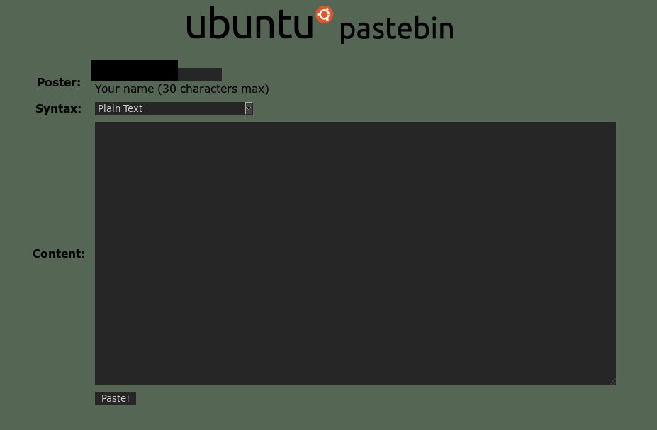 Ubuntu Pastebin