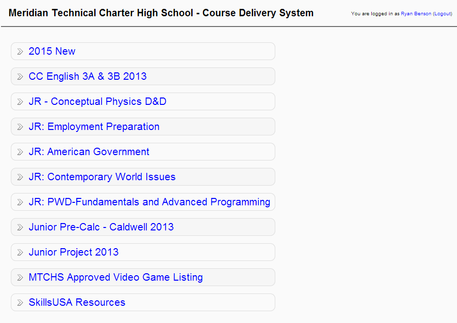 Moodle Front Page