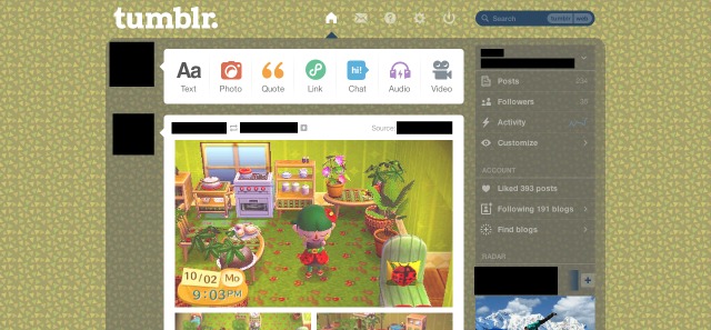 Animal Crossing Tumblr Theme (Fall Ground 1)