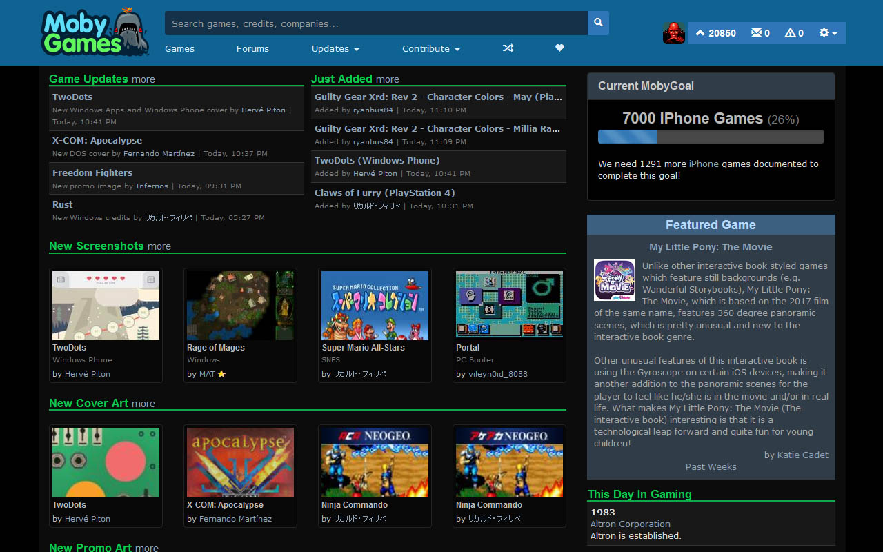 MobyGames - Neo-MobyDark