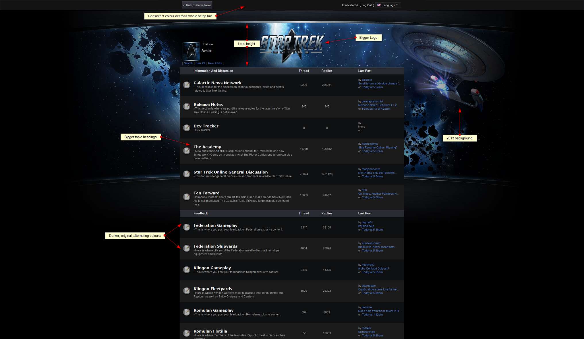 STO forums 2013 enhanced look
