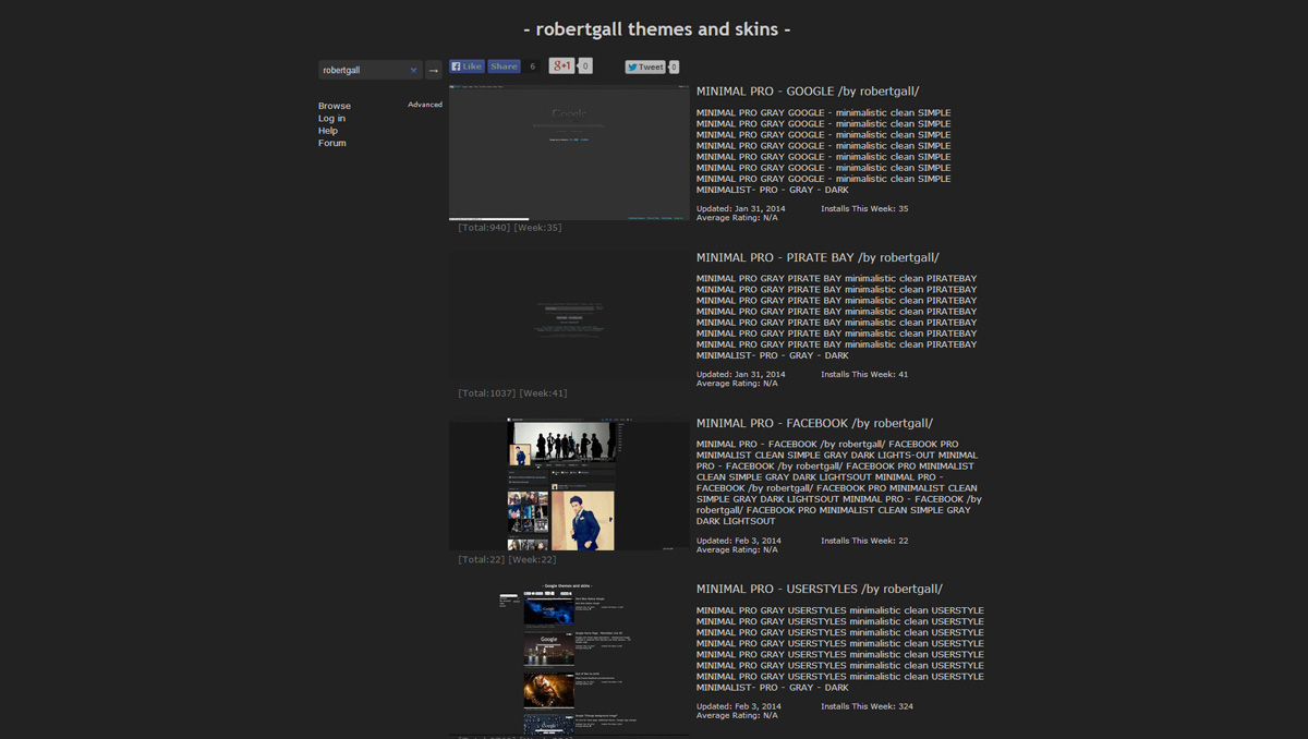 MINIMAL USERSTYLES PRO - CLEAN DARK /by robertgall