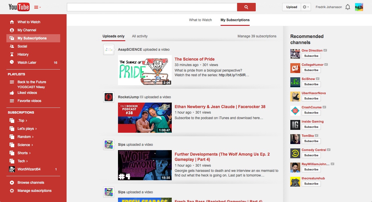 Youtube - Onewox Redesign
