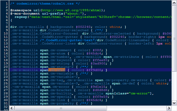 CodeMirror "Cobalt" [Stylish editor]