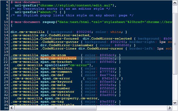 CodeMirror "Erlang Dark" [Stylish editor]