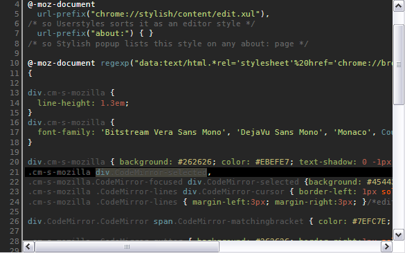 CodeMirror "Lesser Dark" [Stylish editor]