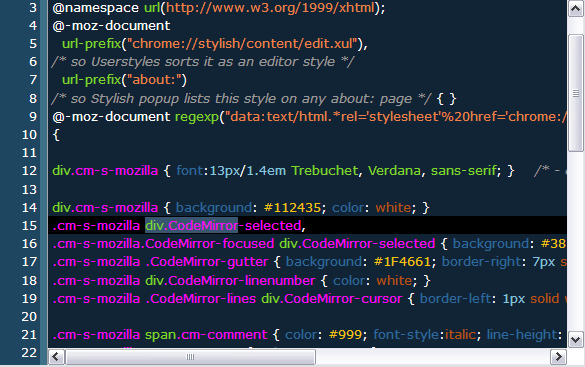 CodeMirror "RubyBlue" [Stylish editor]