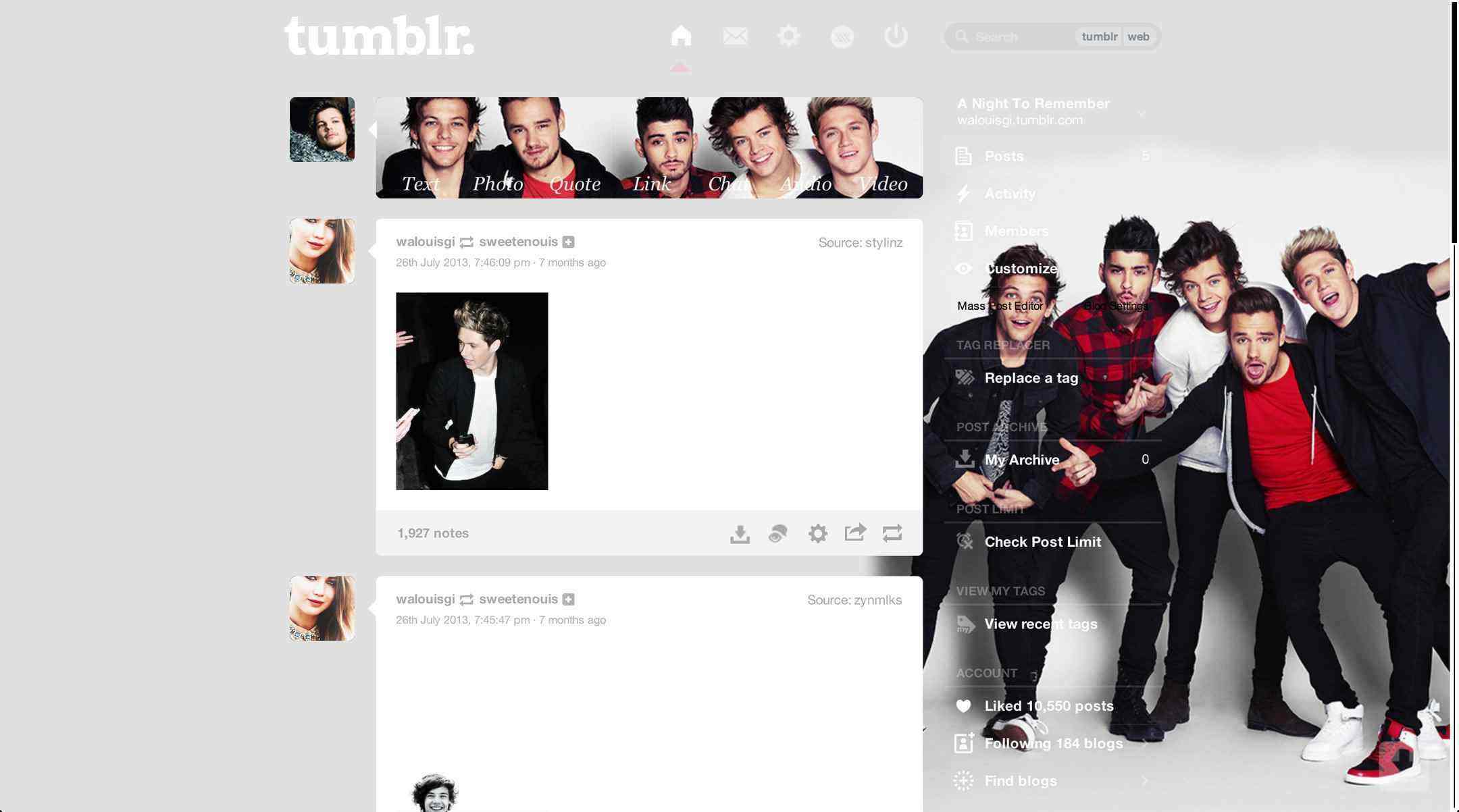 One Direction #3 Tumblr Dashboard | sweetenouis