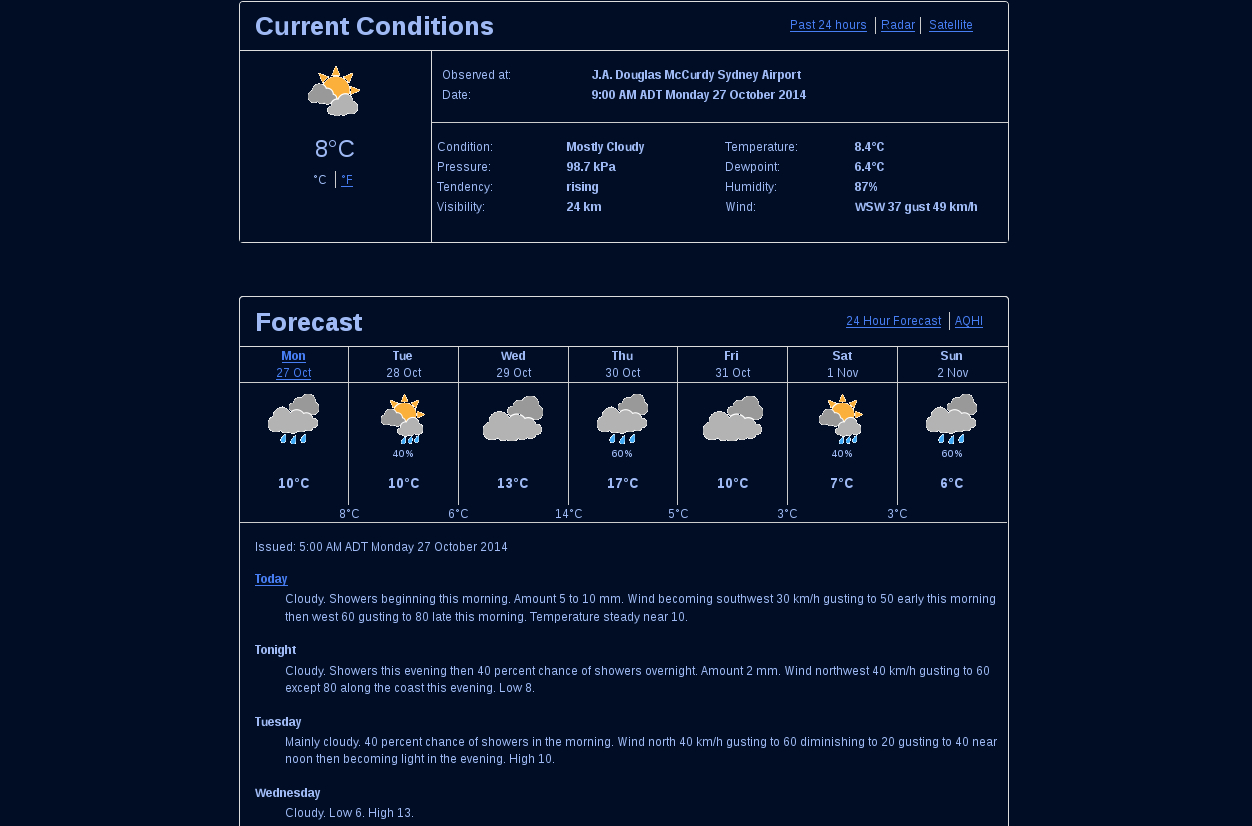Environment Canada Weather Dark