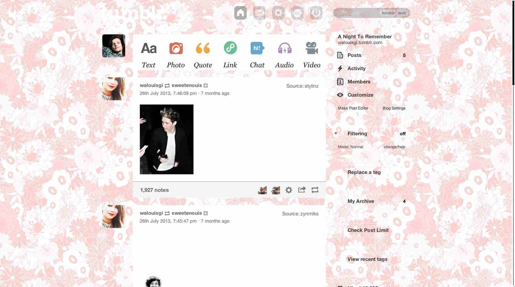 Floral Theme Tumblr Dashboard | sweetenouis