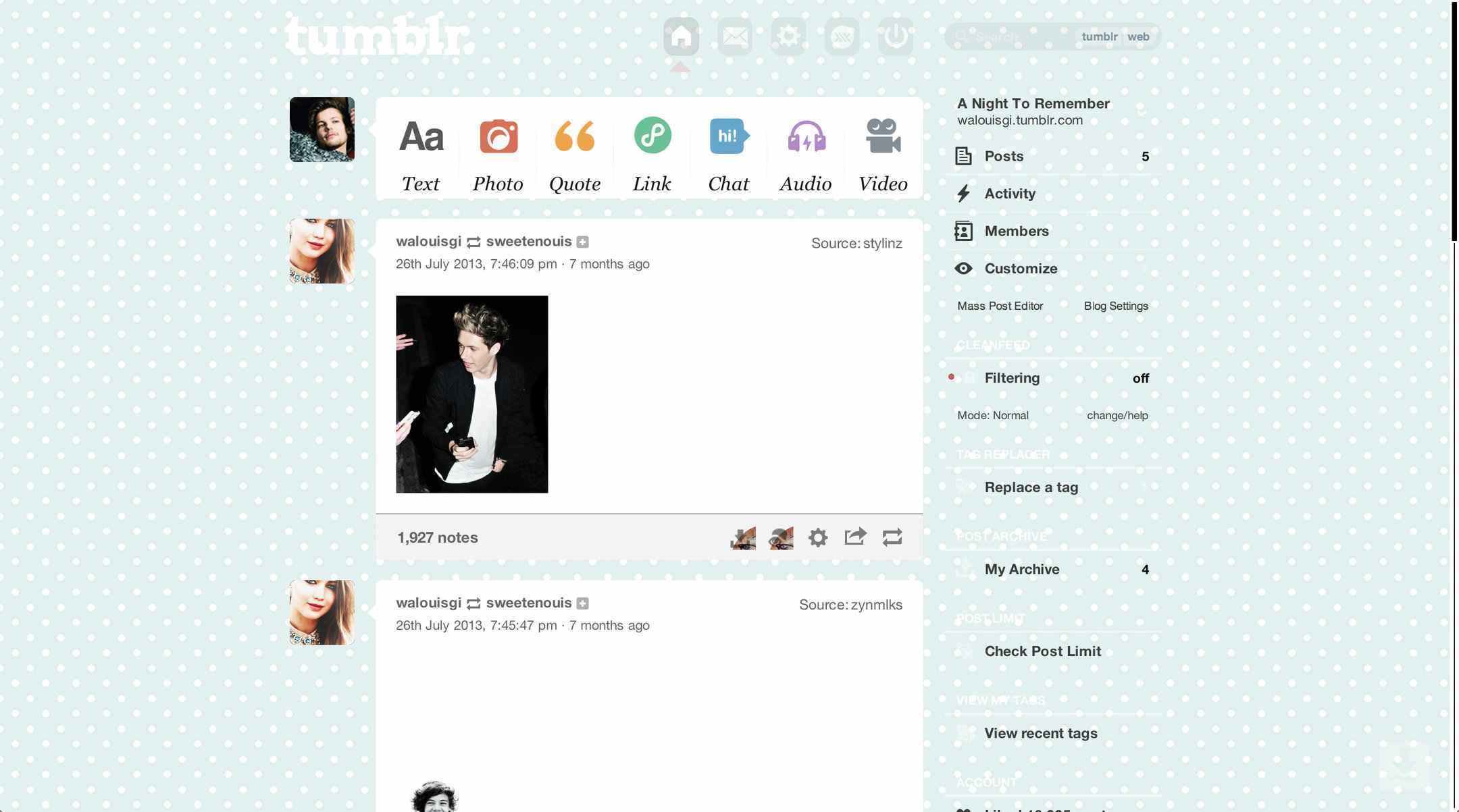 Dotted Theme Tumblr Dashboard | sweetenouis
