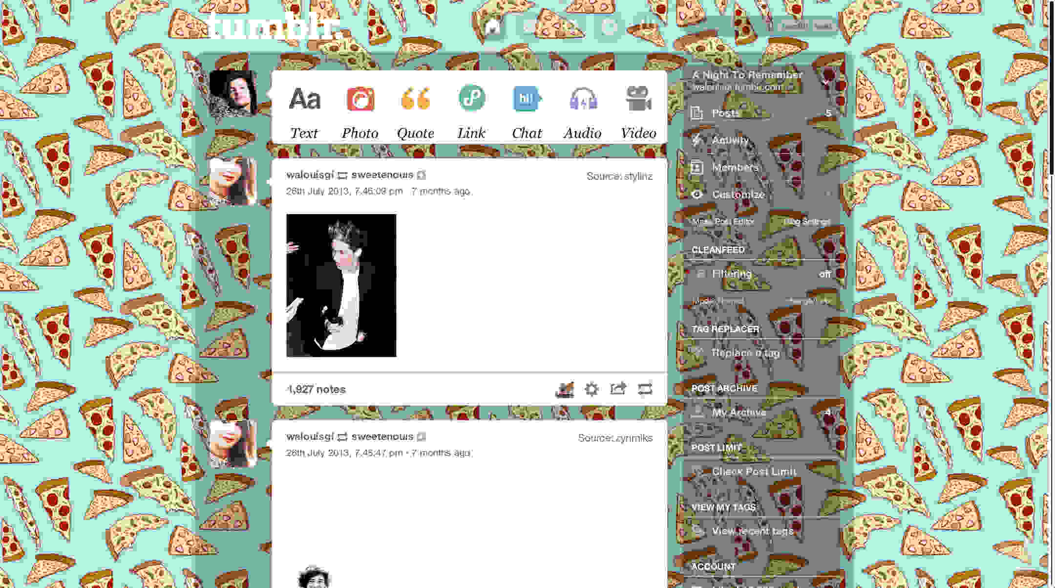 Pizza Theme Tumblr Dashboard | sweetenouis