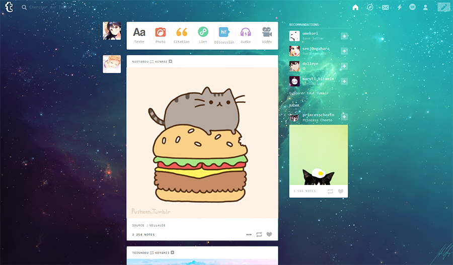 Tumblr Galaxy Nebula dashboard ~ custom background