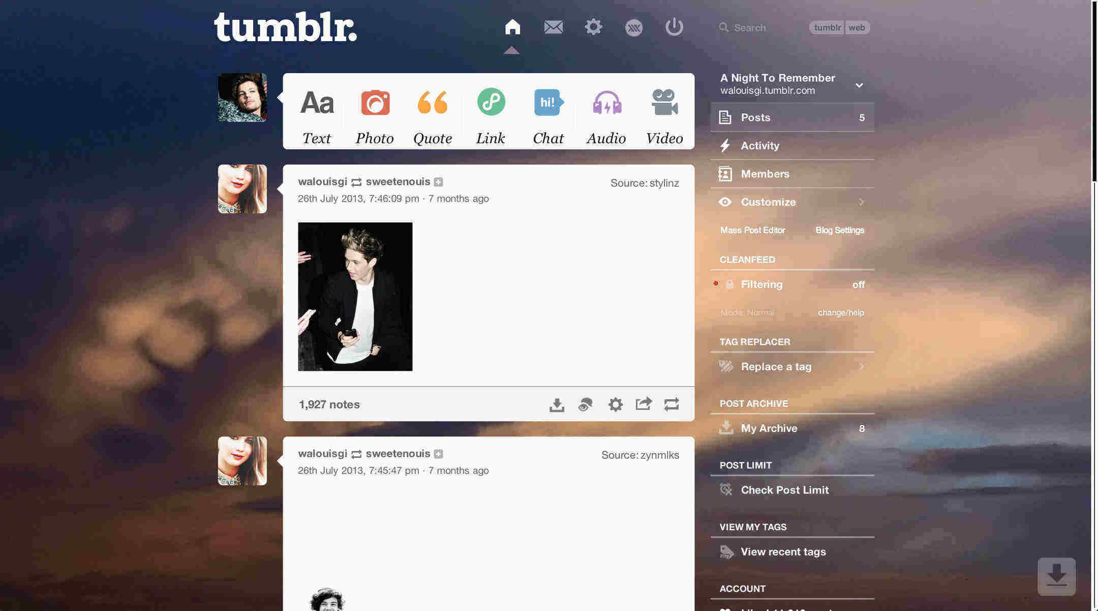 Dark Clouds Tumblr Dashboard Theme | sweetenouis