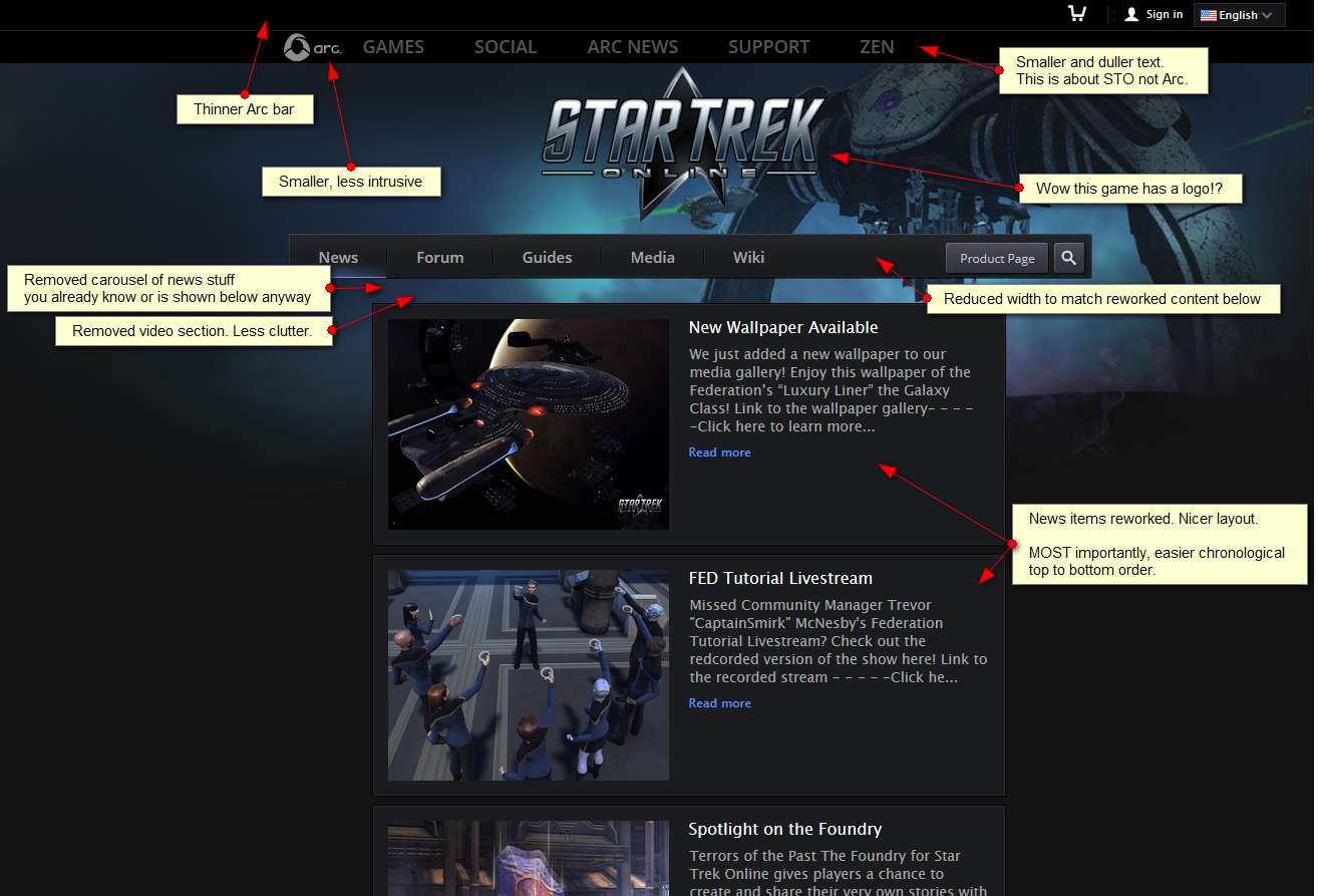 STO Home page rework