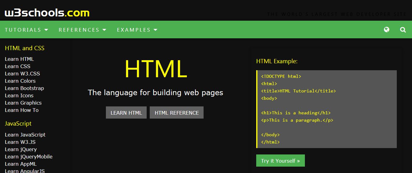 w3schools - dark