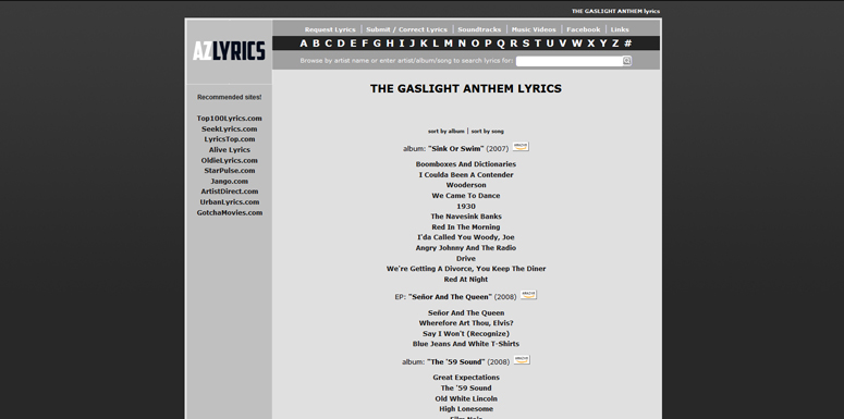 AZLyrics Greyscale Theme