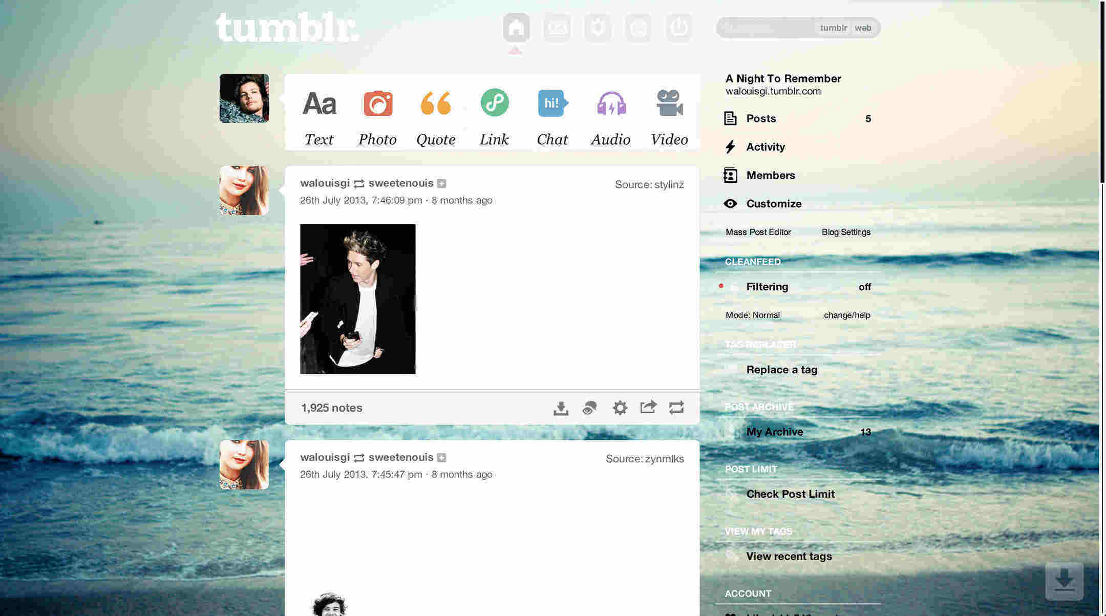 Sea Tumblr Dashboard Theme | sweetenouis