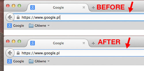 Reduce glow around urlbar (awesome bar) in OS X.