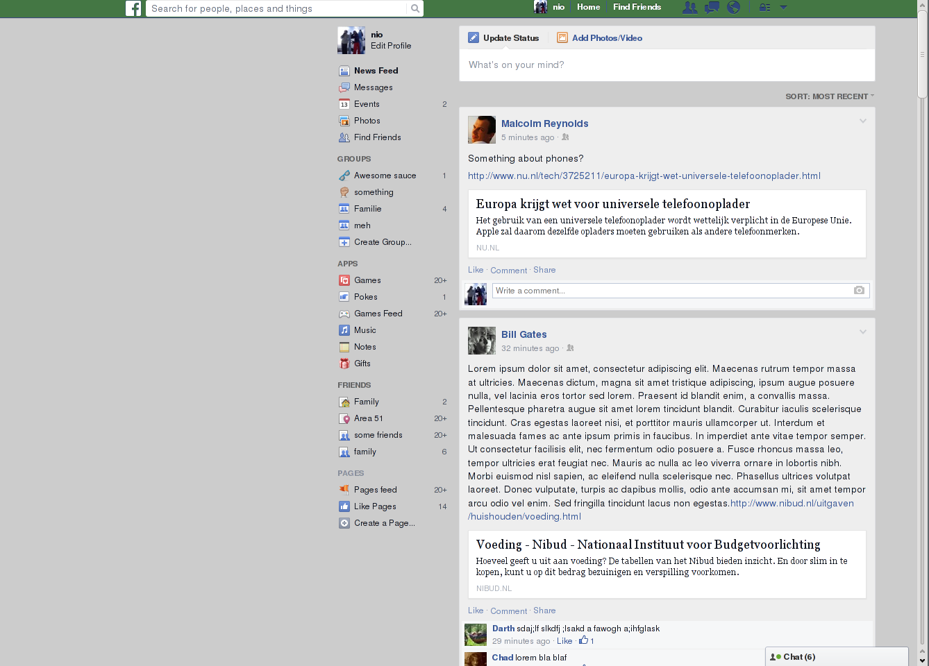 Facebook clean, green and to the right