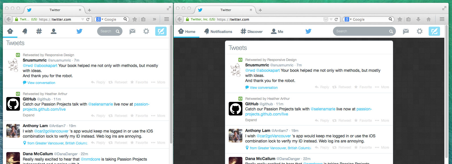 Twitter - Declutter and Responsive Content