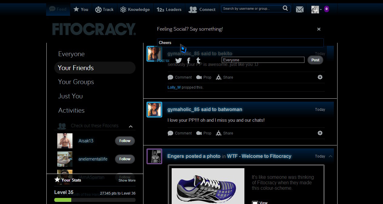 Fitocracy night time