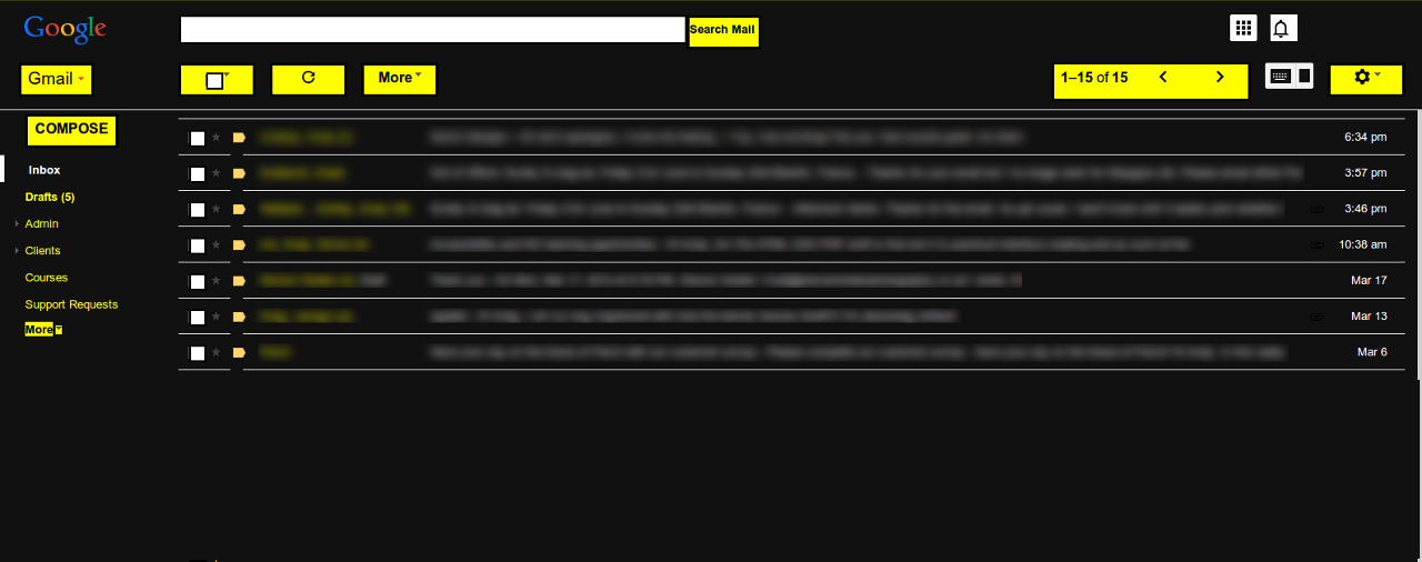 Yellow High Contrast Gmail user style