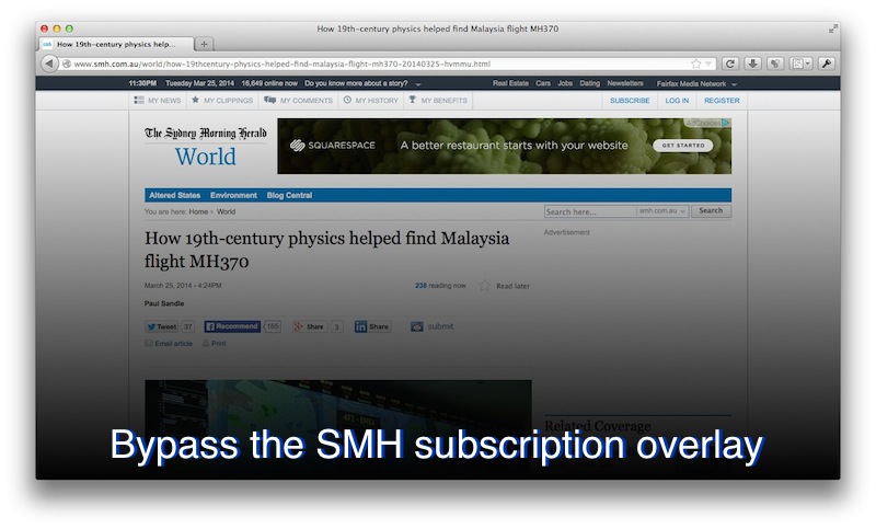 Sydney Morning Herald (smh) Bypass subscription