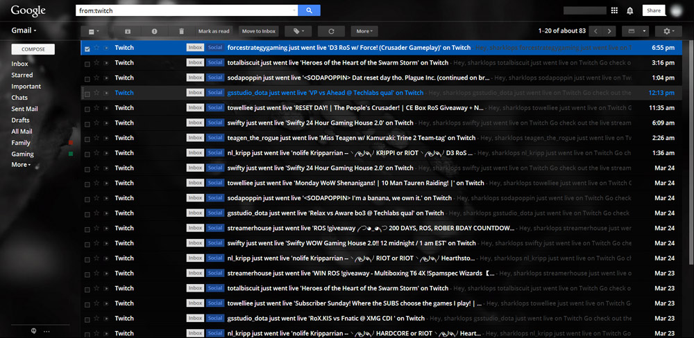 GMail - Message List Color Changer