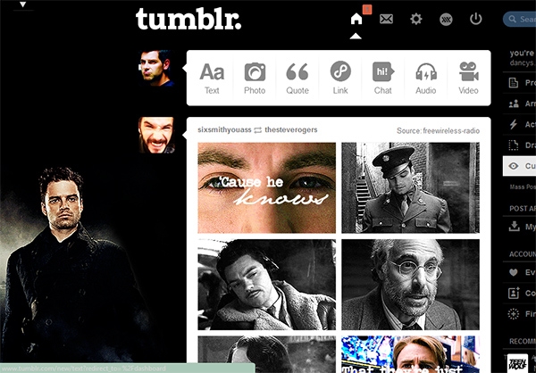 Tumblr dashboard - Bucky Barnes #1