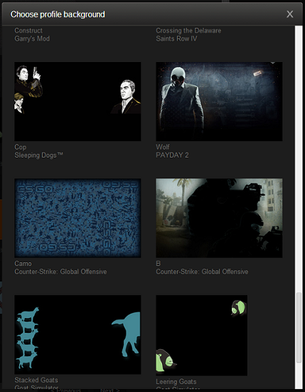 Steam selection scroller