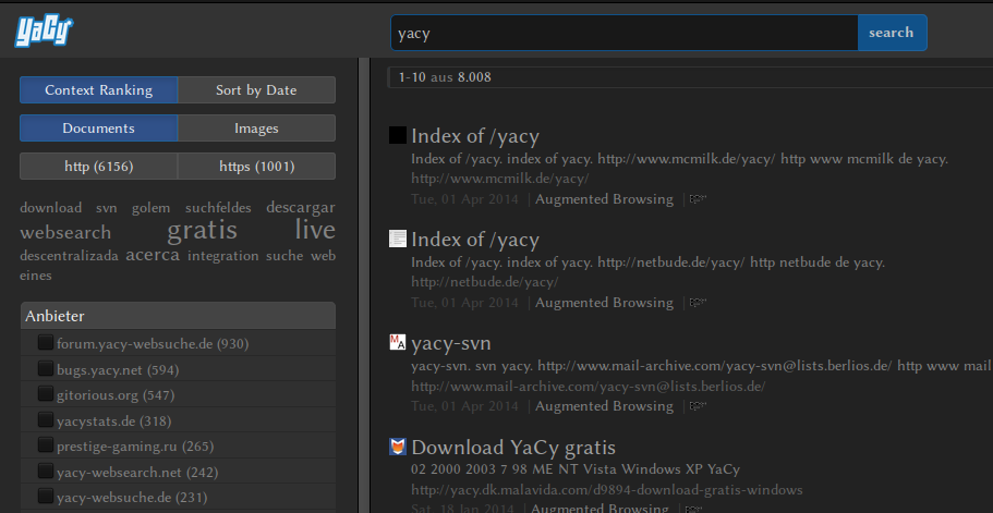 Yacy - Dark Skin (Bootstrap)